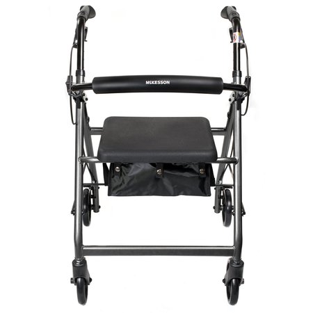 MCKESSON 4-Wheel Rollator, McKesson, Silver, Folding Alum Frame, 300 lb. Cap 146-R726SL